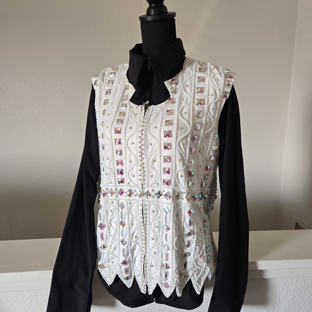 Plus Size Show Vest Covered In AB Crystals